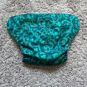 Mama Koala green shamrock print cloth diaper